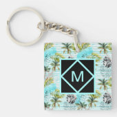 Abstract Waterverf palmstructuurpatroon Sleutelhanger (Voorkant)
