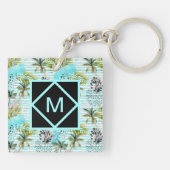 Abstract Waterverf palmstructuurpatroon Sleutelhanger (Achterkant)