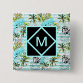 Abstract Waterverf palmstructuurpatroon Vierkante Button 5,1 Cm (Voorkant)