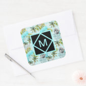 Abstract Waterverf palmstructuurpatroon Vierkante Sticker (Envelop)