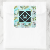 Abstract Waterverf palmstructuurpatroon Vierkante Sticker (Tas)