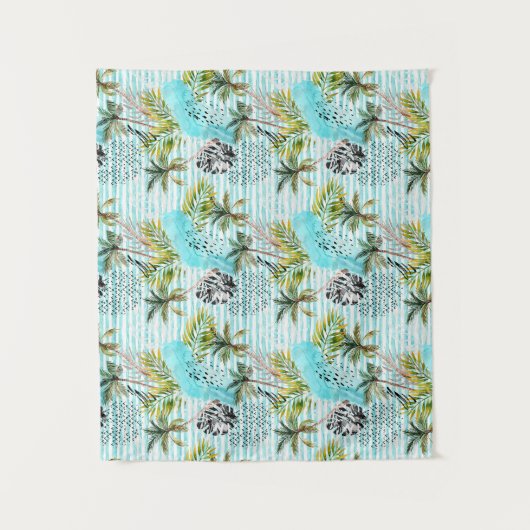 Abstract Waterverf palmstructuurpatroon Wandkleed (Voorkant)