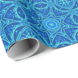 Abstract Waterverf Patroon - Denim Blue Cadeaupapier