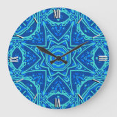 Abstract Waterverf Patroon - Denim Blue Grote Klok (Voorkant)