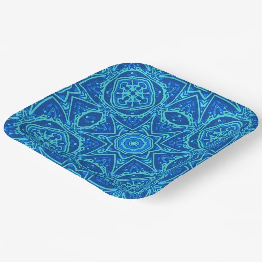 Abstract Waterverf Patroon - Denim Blue Papieren Bordje (Gebogen)