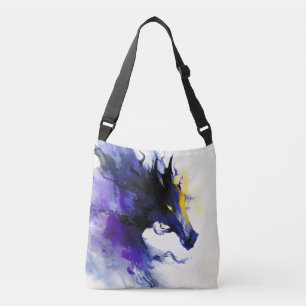 Abstract Waterverf Portret van Zwarte Paard Crossbody Tas