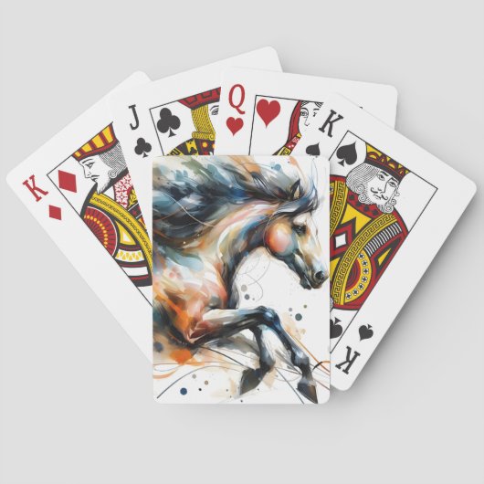 Abstract Waterverf Rennend Paard Pokerkaarten (Achterkant)