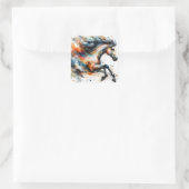 Abstract Waterverf Rennend Paard Vierkante Sticker (Tas)