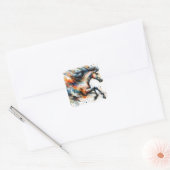 Abstract Waterverf Rennend Paard Vierkante Sticker (Envelop)