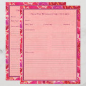 Abstract Waterverf Rood Roze Recept Papier Blad (Voorkant / Achterkant)