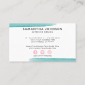 Abstract Waterverf Roze Geel Blauw Ontwerp Visitekaartje (Achterkant)