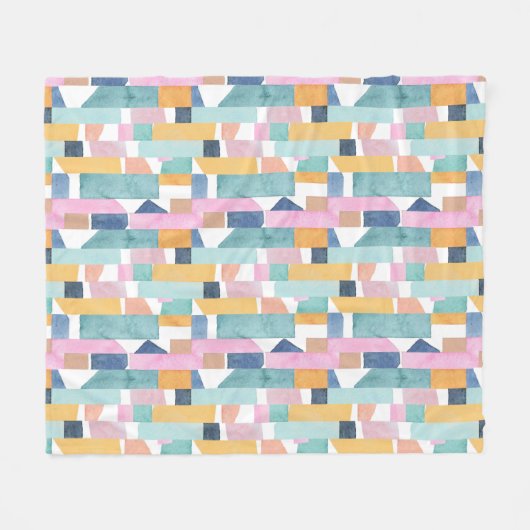 Abstract Waterverf vormpatroon Fleece Deken (Voorkant (Horizontaal))