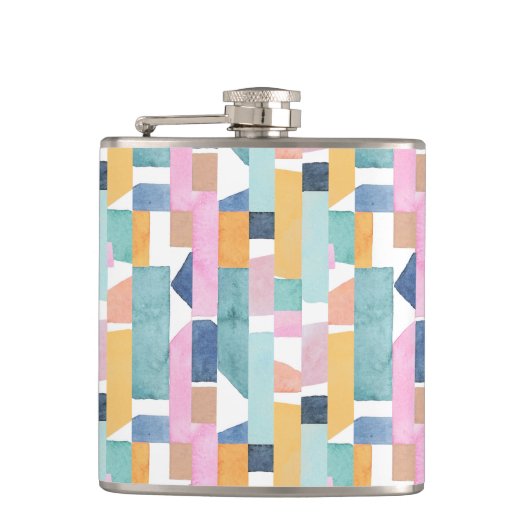 Abstract Waterverf vormpatroon Heupfles (Voorkant)