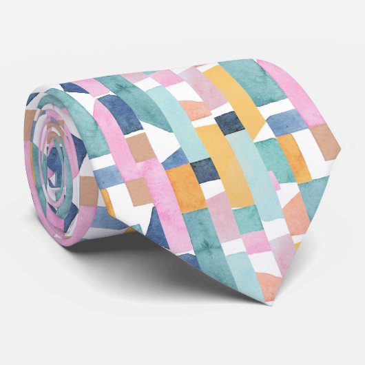 Abstract Waterverf vormpatroon Stropdas (Opgerold)