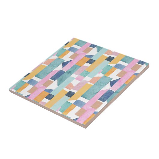 Abstract Waterverf vormpatroon Tegeltje (Zijkant)