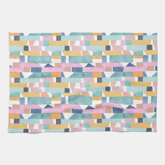 Abstract Waterverf vormpatroon Theedoek (Horizontaal)