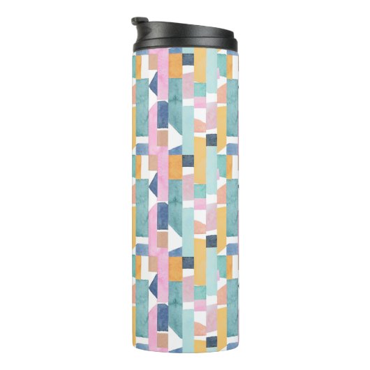 Abstract Waterverf vormpatroon Thermosbeker (Geroteerd rechts)