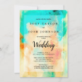 Abstract Waterverf Weddenschap Blauwgroen Sinaasap Kaart (Voorkant)