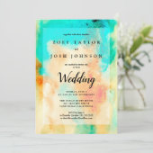 Abstract Waterverf Weddenschap Blauwgroen Sinaasap Kaart (Staand voorkant)