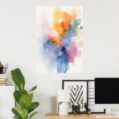 Abstract Waterverfspat Kunstposter Poster (Thuiskantoor)