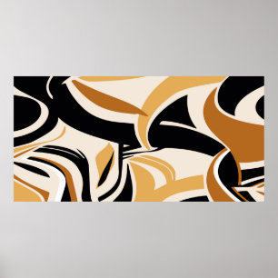 Abstract wave pattern on beige. Vintage I Poster