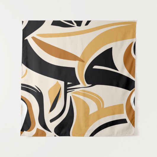 Abstract wave pattern on beige. Vintage I Wandkleed (Voorkant)