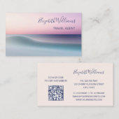 Abstract Wave Pink Turquise | QR-code Visitekaartje (Voorkant / Achterkant)