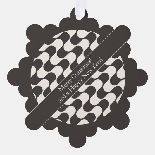 Abstract Waves Black and White with Text Ornament Kaart (Voorkant)