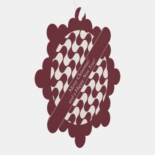 Abstract Waves Red and White with Text Ornament Kaart (Rechts)