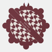 Abstract Waves Red and White with Text Ornament Kaart (Achterkant)