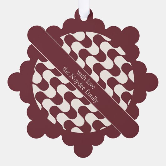 Abstract Waves Red and White with Text Ornament Kaart (Achterkant)