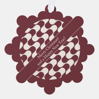 Abstract Waves Red and White with Text Ornament Kaart