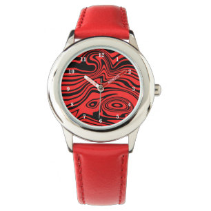 Abstract Waves Red Watch - Kies kleur Horloge