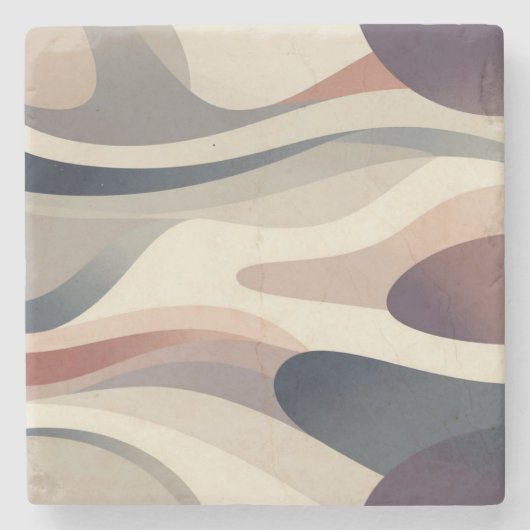 Abstract Waves Stone Coaster Stenen Onderzetter (Voorkant)