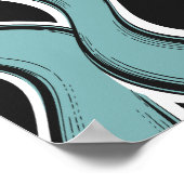 Abstract Wavy Blauwgroen en Black Flow Design Poster (Hoek)