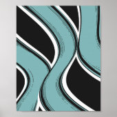 Abstract Wavy Blauwgroen en Black Flow Design Poster (Voorkant)