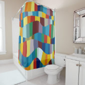 Abstract Wavy Colour Patchwork 291020 Douchegordijn (In situ)