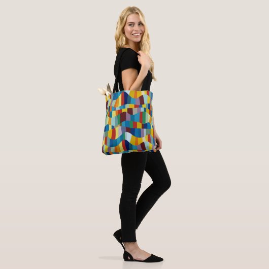 Abstract Wavy Colour Patchwork 291020 Tote Bag (Op model)