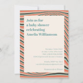 Abstract Wavy Stripes Aqua en Perzik Baby shower Kaart (Voorkant)