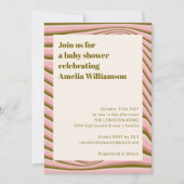 Abstract Wavy Stripes Roze en Olijf Baby shower Kaart (Voorkant)