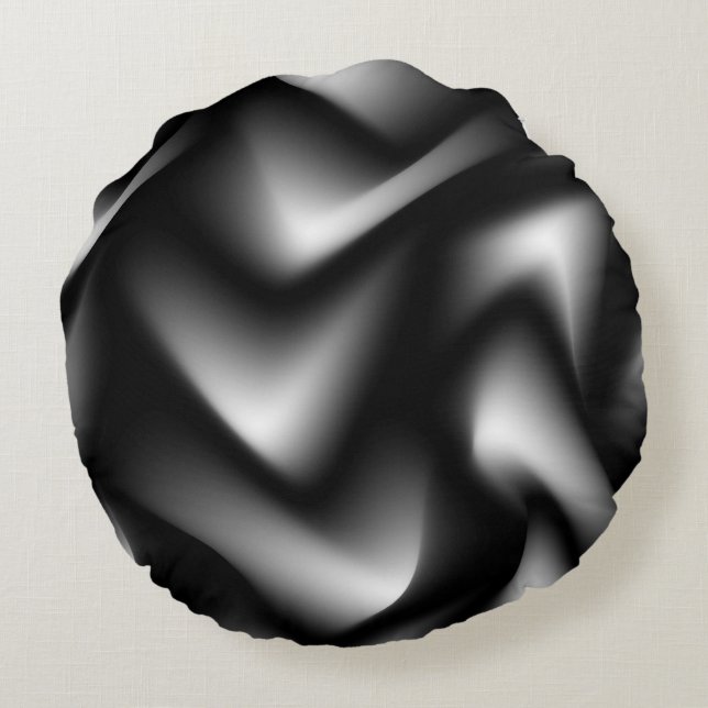 Abstract Weave in zwart-wit Rond Kussen (Achterkant)