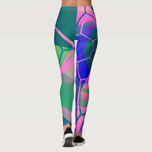 Abstract Web Kleurrijke Geometric Leggings (Achterkant)