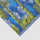 Abstract weefselpapier in groen en blauw tissuepapier (Detail)