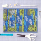 Abstract weefselpapier in groen en blauw tissuepapier (Craft)