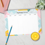 Abstract weekblad notitieblok<br><div class="desc">Deze funky weekplanner heeft ruimte om je te schrijven van maandag tot weekend. Het heeft een abstract pastelontwerp. Je kunt dit ook gebruiken als een boodschappenlijstje,  maaltijdplanner,  of voor school!</div>