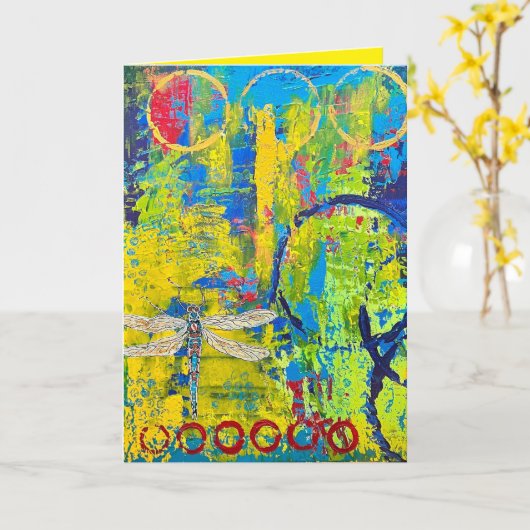 Abstract Wenskaart Kaart (Gele Bloem)