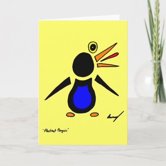 Abstract Wenskaart van Penguin - Geel Kaart (Voorkant)