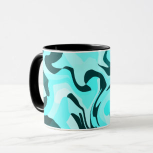 Abstract wervelend aqua en Blauwgroen ontwerp Mok