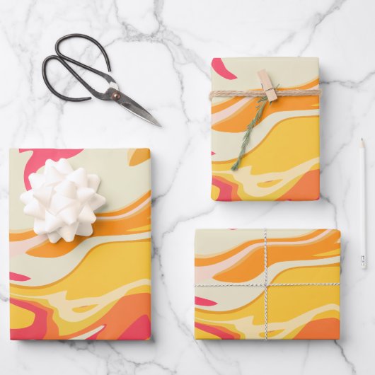 Abstract wervelend ontwerp in warme tinten inpakpapier vel (Voorkant)