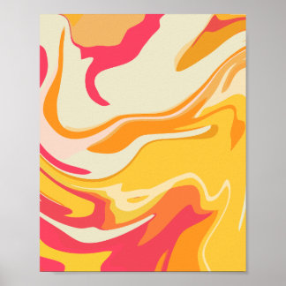 Abstract wervelend ontwerp in warme tinten poster